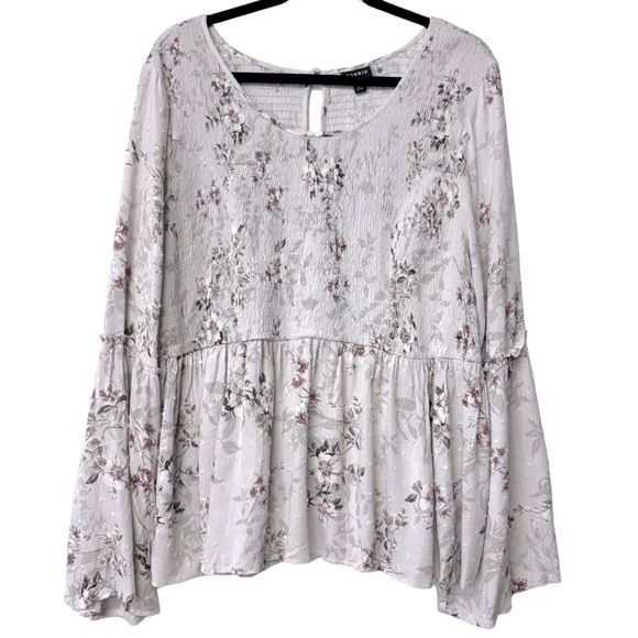 Torrid Victorian Babydoll Crinkle Gauze Midi Top Blouse Floral Ivory Plus Size 3 - Picture 2 of 16